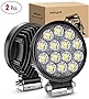 Nilight LED Pods 2Pcs 4.5Inch 42W 4200LM Round Flood Light Off Road Lights Fog Lights Driving Roof LED Light Bar Work Light for ATV UTV SUV Truck Boat (15017C-B)