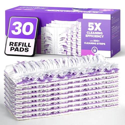 5X Cleaning Power Mop Refills for Swiffer Power Mop 500+ Strips Multi-Surface PowerMop Refill Pads 30 Count Disposable Powermop Wood Mops Replacement Mopping Pad for Floor Cleaning