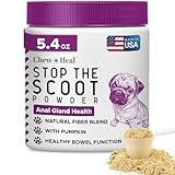 Chew + Heal Labs Glands Bowel Support - 5.4 oz of Stop The Scoot Powder for Scooting, Healthy Anal Glands, and Digestive Health - Made with Pumpkin Powder for Dogs