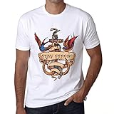 Homme Tee-Shirt Tatouage D'Ancre Restez Fort – Anchor Tattoo Stay Strong – T-Shirt Graphique Éco-Responsable Vintage Cadeau Nouveauté Blanc XS