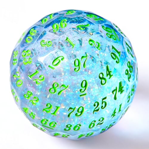 Liquid core D100 Dice Single 100 Sided 50mm DND dice D100 Dice for Dungeons and Dragons Polyhedral Role Playing GameWarhammer 40K Sci-Fi War or Crime Theme Tabletop Gamesd100 Green