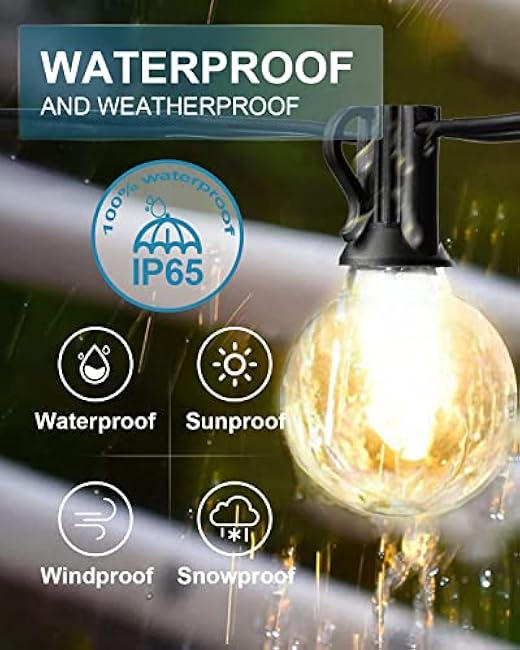Lightdot 200FT Outdoor String Lights, LED Bistro String Lights with Shatterproof G40 Vintage Bulbs, 2200K Dimmable, Waterproof Hanging Lights for Porch, Deck, Garden, Backyard, Balcony - ETL Listed