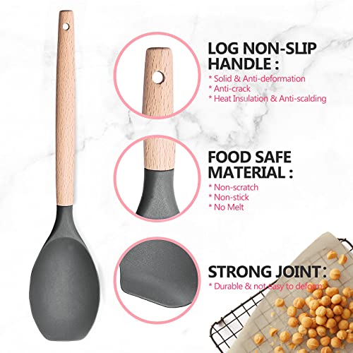 Utensilios-Cocina-de-Silicona-Comfook-Set-de-12-Juego-de-utensilios-de-cocina-de-silicona-Antiadherente-con-Mango-de-Madera-para-Utensiliosresistente-al-calorsin-BPA-antiaranazosgris-claro