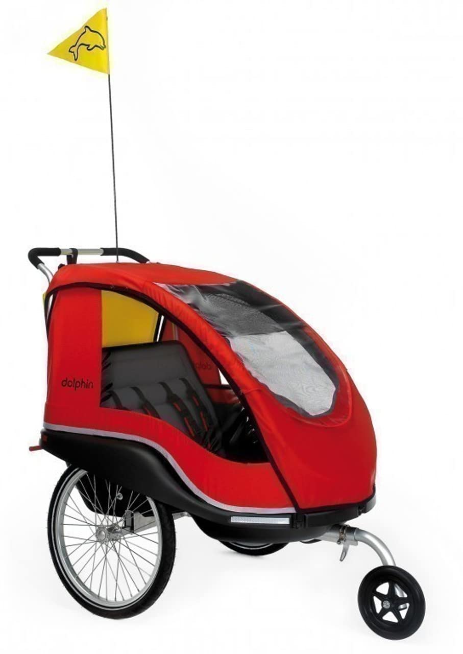 rimorchio bici Dolphin New Edition Nero (seduta: 20 x 54 cm/larghezza: 79 cm/Peso: 13,3 kg/capacità di carico: 45 kg)
