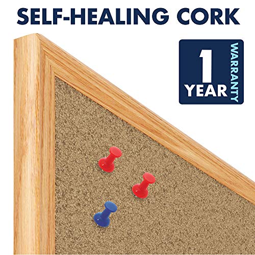 Mead Classic Cork Bulletin Board, 24" X 18", Corkboard, Oak Finish Frame (85365) #TOP2