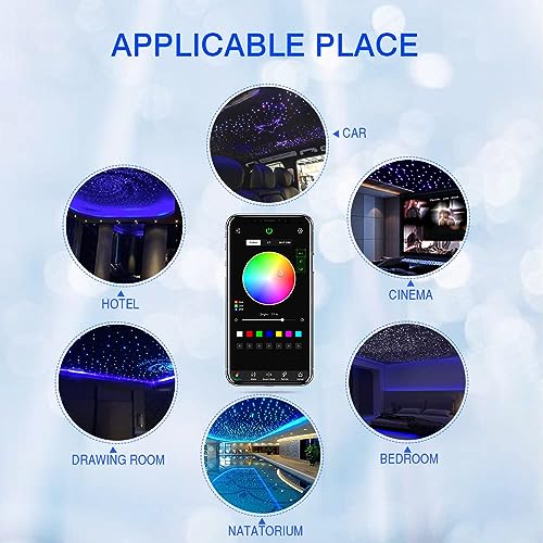 Image of FIREWORK Starlight Headliner Kit, 16W Twinkle RGBW Sound Sensor Fibre Optic Lights Star Ceiling Light for Home & Car Ceiling Headliner Decoration with Music+APP+Remote Control 160pcs*0.03in*6.5ft /2m