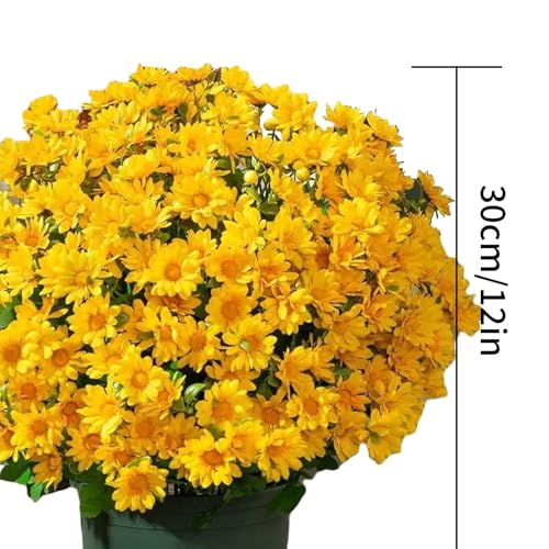 Chrysanthèmes artificiels haut de gamme lot de 10 fleurs extérieures durables - 5