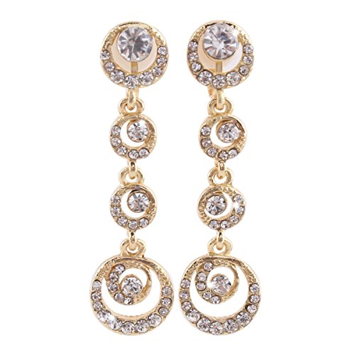 Grace Jun™ Luxury Bridal Alloy Rhinestone Moon Shape Clip On Earrings No Pierced For Women #TOP14