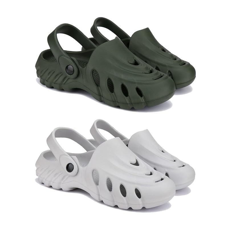 WINGSCRAFT Lightweight Classic Clogs || Sandals with Slider for Men-Combo(2)-3137-3135-9 Grey-3308-image-11