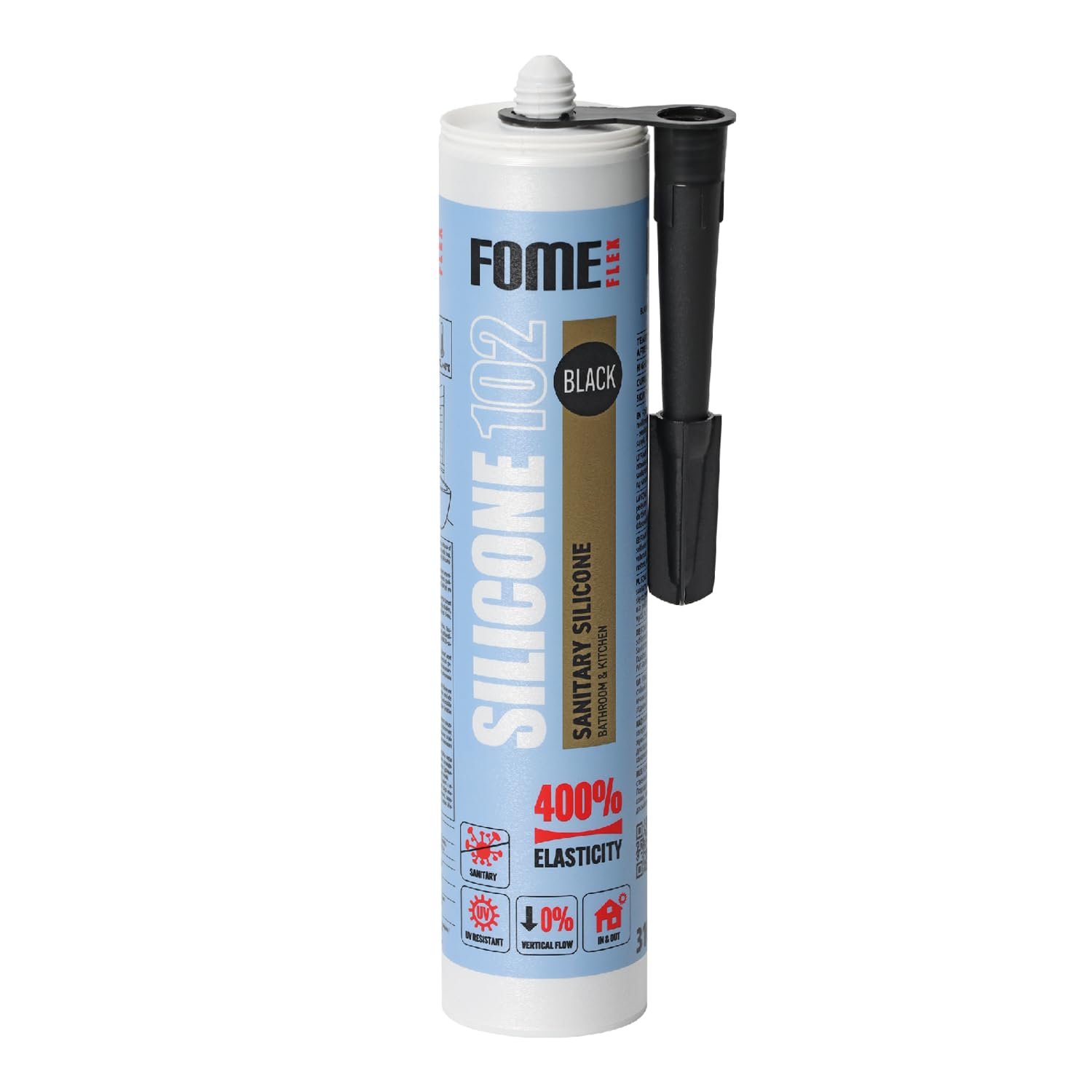 Fome Flex Black Silicone Sealant [310ml] – Professional Grade, Waterproof & Mould Resistant – For Bathroom, Kitchen, Windows, Showers & More – Long-Lasting, UV-Resistant — image 1