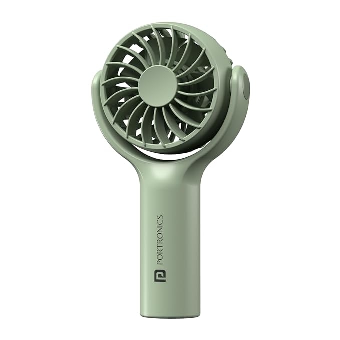 Buy Portronics Toofan Mini Portable Rechargeable Fan with 3 Speed Modes, Upto 7800 RPM Max Speed, 2000 mAh Battery, Type C Charging Port, Magnetic Base for Stability(Green) at Rs. 799