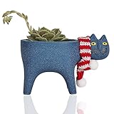 Leisuremix Cat Planter - Succulents & Flower Pot, Cute Indoor Plant Pots, Small Animal Planters for Office Desk, Kitchen Windowsill, Cat Themed Gifts for Women (D)
