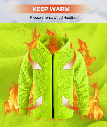 Image of V VALANCH Men Hoodies Zip Up Sherpa Lined Sweatshirts Heavyweight Thick Warm Fleece Winter Jacket