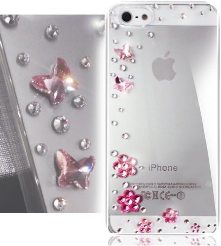 Bling iPhone 5s Case, Bling iPhone 5 Case, TEAM LUXURY 3D Swarovski Crystal LOVE PINK Light Rose Transparent hard Case Cover for Iphone 5 5S 5G air (100% Handcrafted by TEAM LUXURY in USA) + FREE "TL Premium Screen Guard"