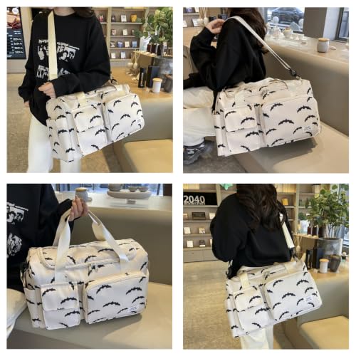 Image of Small Gym Bag for Women, Travel Duffle Bag Carry On Weekender Bag with Shoe Compartment