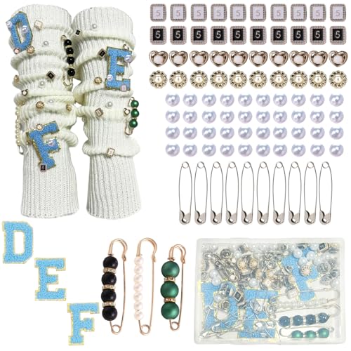 Image of 100pcs Junk Socks Charms Kit Bling Sock Pins Jewelry Charms Sliver Safety Pin Charms for Sock Accessories (Model-3)