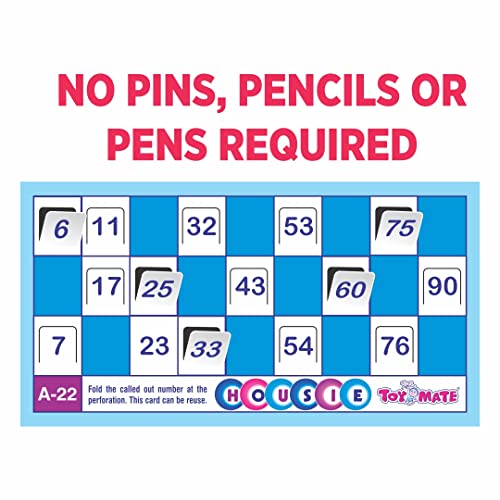 Image of toymate Housie 24 Reusable Cards Tambola Game Set | No Pins or Pens Required | Family Party & Travel Game | Fun Indoor Group Activity for Kids & Adults