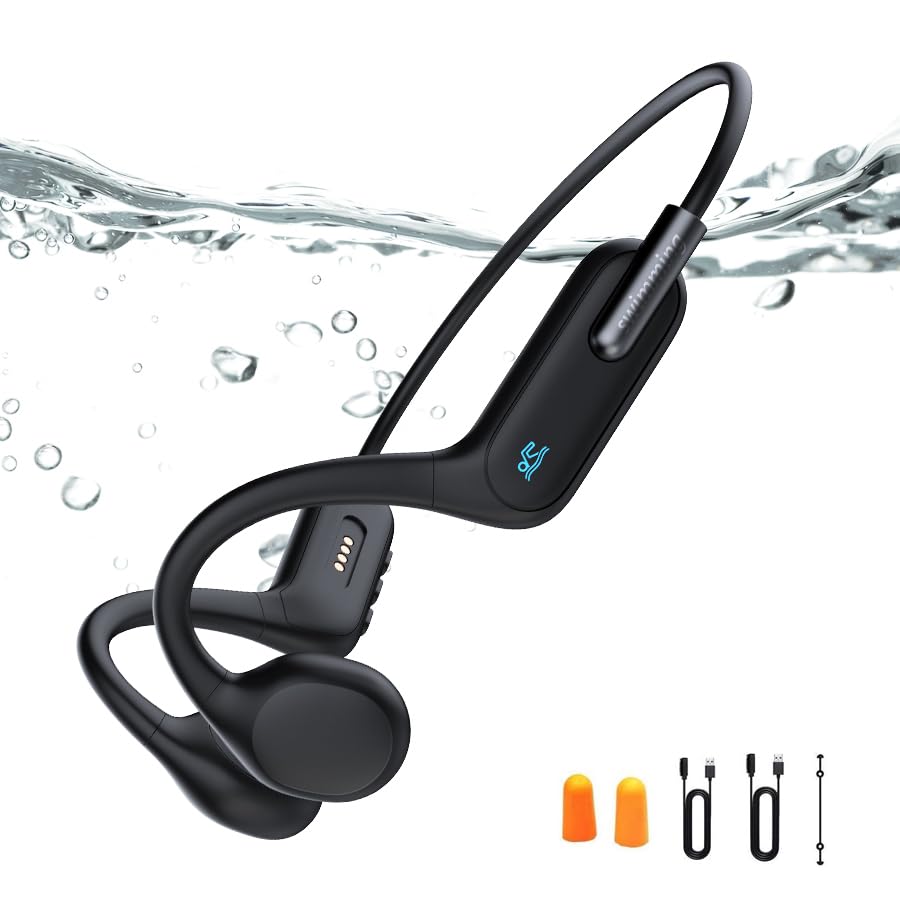 Bone Conduction Headphones Wireless Open-Ear Headphones Bluetooth 5.3 with Mic 32GB MP3 Play IP68 Waterproof Sports Headphones for Gym Workout Swimming Running Cycling