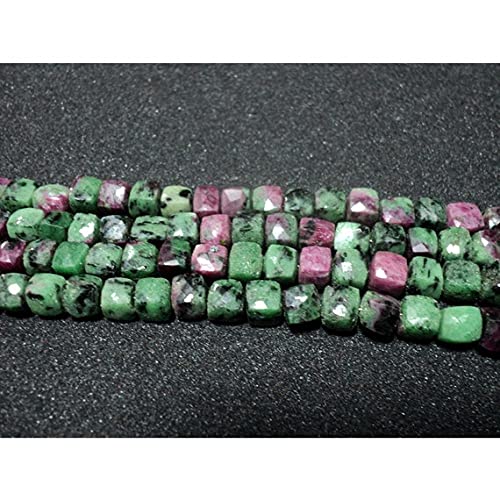 Rubis Zoisite naturel en perles facettées cubiques de 8mm pour bijoux haut de gamme