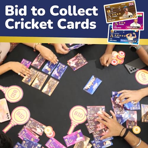 Image of Cricket Auction Game | Cricket Card & Family Board Game | Strategic Bidding for Kids & Adults | Screen Free Games for Kids | Sports Themed | 2-5 Players (Ages 14+)