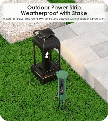 Cccei Outdoor GFCI Power Strip: 6' 4-Outlet Weatherproof w/ Stake - image 2