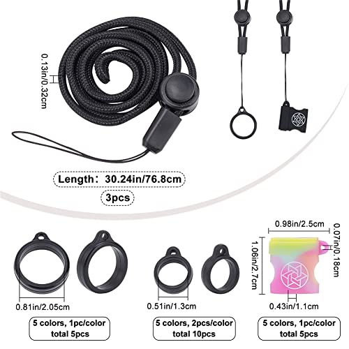 CRASPIRE Phone Lanyard Strap,5 Colors Necklace Lanyards Pendant Holder with 15pcs Silicone Ring - Image 2
