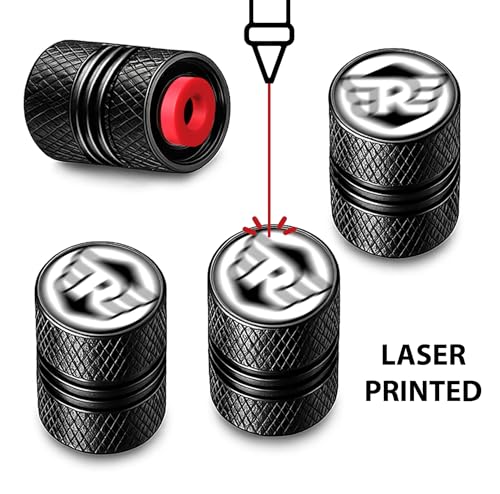 Image of Metal Tyre Valve Caps (Set of 4) | Laser Engraved | Anti-Leak O-Ring | Stylish Air Stem Covers | Universal Fit | Compatible with Ro-al En-Field Classic 350, Hunter 350, Meteor 350, Himalayan & More