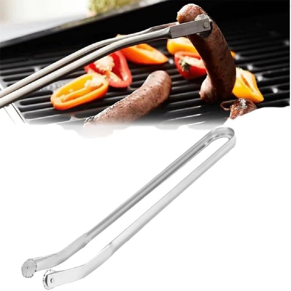 Pince à tourner les saucisses pour barbecue en acier inoxydable, pince à griller rotative