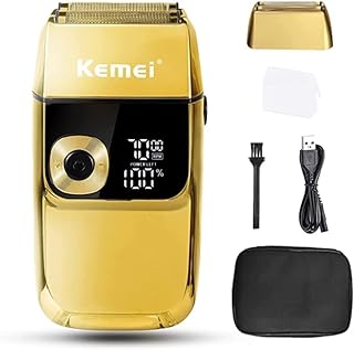 Anectria Electric Shavers for Men,2 in 1 Electric Shaver and Bald Shavers,Foil Head Shaver with LED Display,3 Adjustable Speeds,Full Body Water Wash Cordless USB Rechargeble Shavers (Gold)
