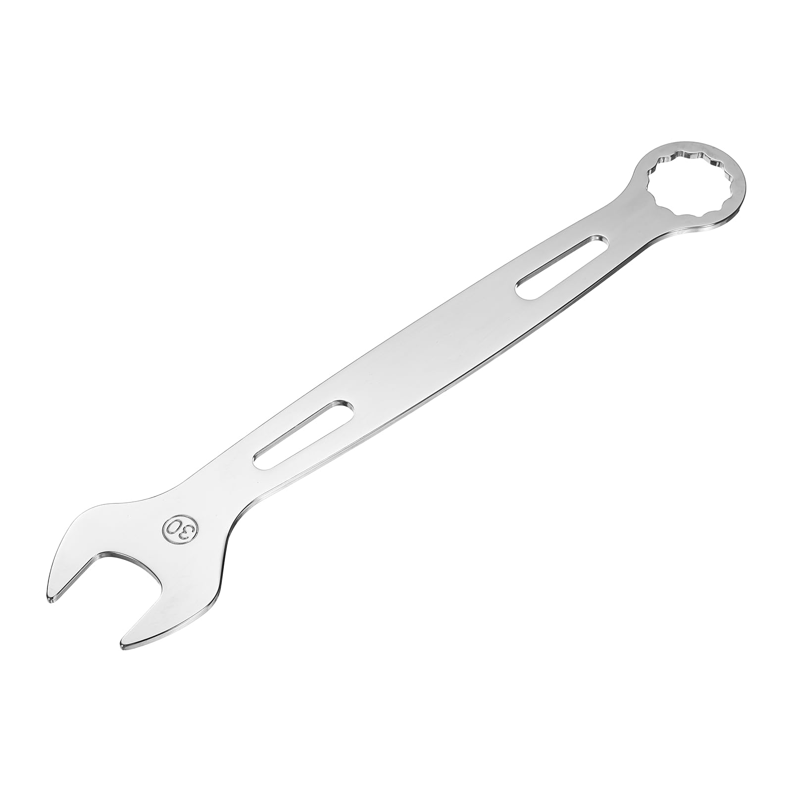 sourcing map Combination Wrench 30mm Metric Super Thin 12-Point Box and Open End Chrome Vanadium Steel Double Ended Spanner Tool for Automotive Furniture Machinery DIY Repair, Silver