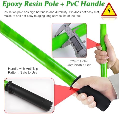 High Voltage Rescue Hook - Insulated Pull Rod with Anti-Slip Handle, 220lb Load Capacity, 9.8ft Length, Ideal for Power Stations, Factories & Auto Maintenance - 5 Pack