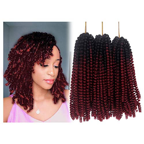 STfantasy 3 Pack Spring Twist Ombre Colors Crochet Braids Synthetic Braiding Hair Extensions Low Temperature Fiber (8 Inch, B5)