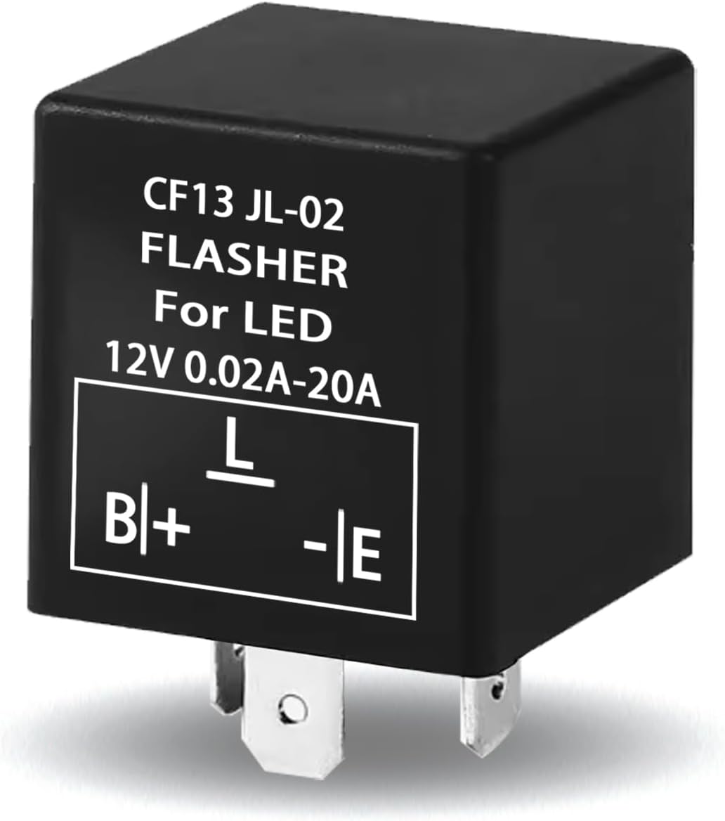CF13 LED Electronic Flasher Relay, 12V 0.02A-20A Flasher Relay for LED Turn Signal Light, JL-02 EP34 3-Pin Adjustable Turn Signal Bulbs Fix Hazard Warn Hyper Blink Flash (Fixed)
