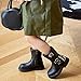 Girls fashion Side Zipper Combat Ankle Boots Round-Toe Soft Non-slip Waterproof Boots PU Leather Outdoor Hiking Boots Platform Casual Shoes (Black-A,11Little Child)