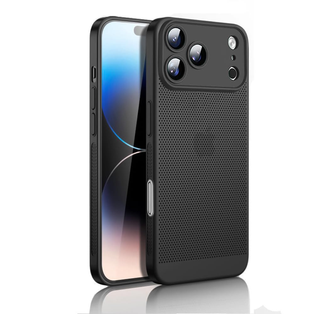 Dl3 Mobilak Case For iPhone 17 Pro Max 6.9-Inch Heat Dissipation Case with Built-in Camera Lens Protector Slim Fit Breathable Cooling Anti-Fingerprint Hard PC Back Shockproof Cover