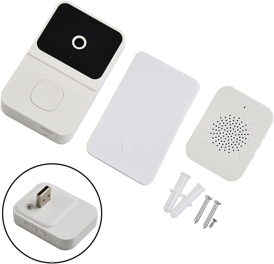 Angled view of the Smart Wireless Video Doorbell, highlighting the side profile and charging port.