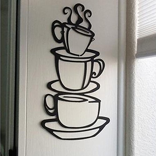 Amiley Wall Stickers ，Removable DIY Kitchen Decor Coffee House Cup Decals Vinyl Wall
