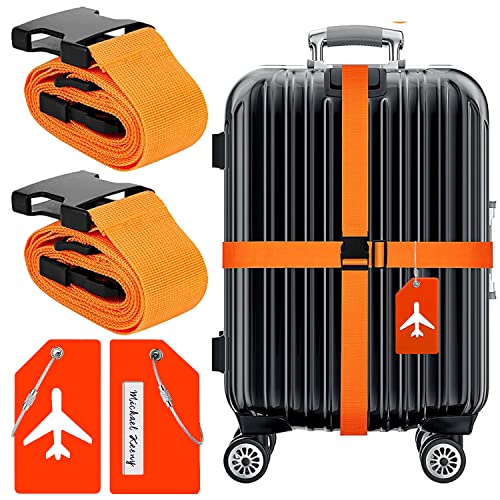 FuJiaXin Lot de 4 étiquettes de bagage, sangles de bagage réglables, étiquettes d'identification, étiquettes d'identification, étiquettes de bagage, accessoires de voyage Cover