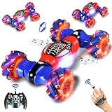 Spider Gesture Sensing RC Stunt Car with Lights & Music Boys Toys for Ages 5-7 8-13, 2.4GHz 4WD Hand-Controlled 360° Rotation RC Drift Twist Car, Transform Off Road Remote Control Spider Toy Car