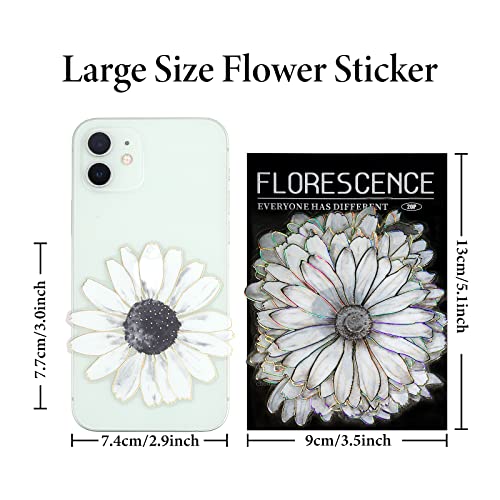 Dizdkizd Large Black And White Flower Stickers With Gold Holographic Trim, Glitter Floral Decals Transparent For Scrapbooking Card Making Resin Art Craft Projects - 120 Pieces #TOP5