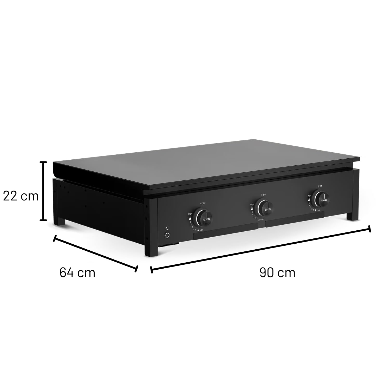 Cozze® Combo 900 – 2-en-1 Barbecue Gaz avec Plancha & Grill Viande | Station Cuisine 7,5kW avec Brûleur Infrarouge, Grande Plancha Fonte Émaillée 53cm, Allumage Rapide & Boutons Lumineux LED