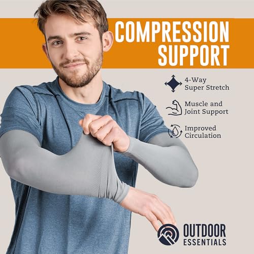 Image of UV Sun Protection Arm Sleeves - UPF 50 Cooling Compression Sleeves for Men & Women - Arm Cover /Protector for Basketball, Voleyball, Golf, Baseball, Football, Running, Cycling & Other Outdoor Sports