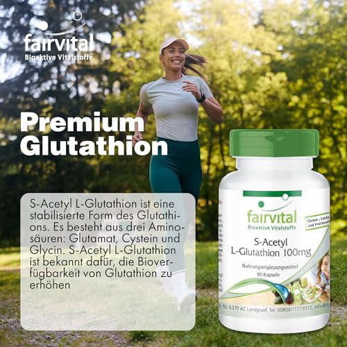 fairvital S-Acetyl L-Glutathion, 90 vegane Kapseln, schluckfreundlich, stabile Glutathionform, hohe...
