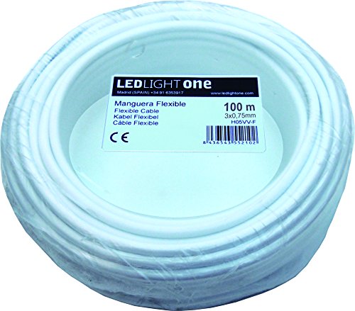 Cable H05VV-F Manguera 3x0,75mm 100m (Blanco)