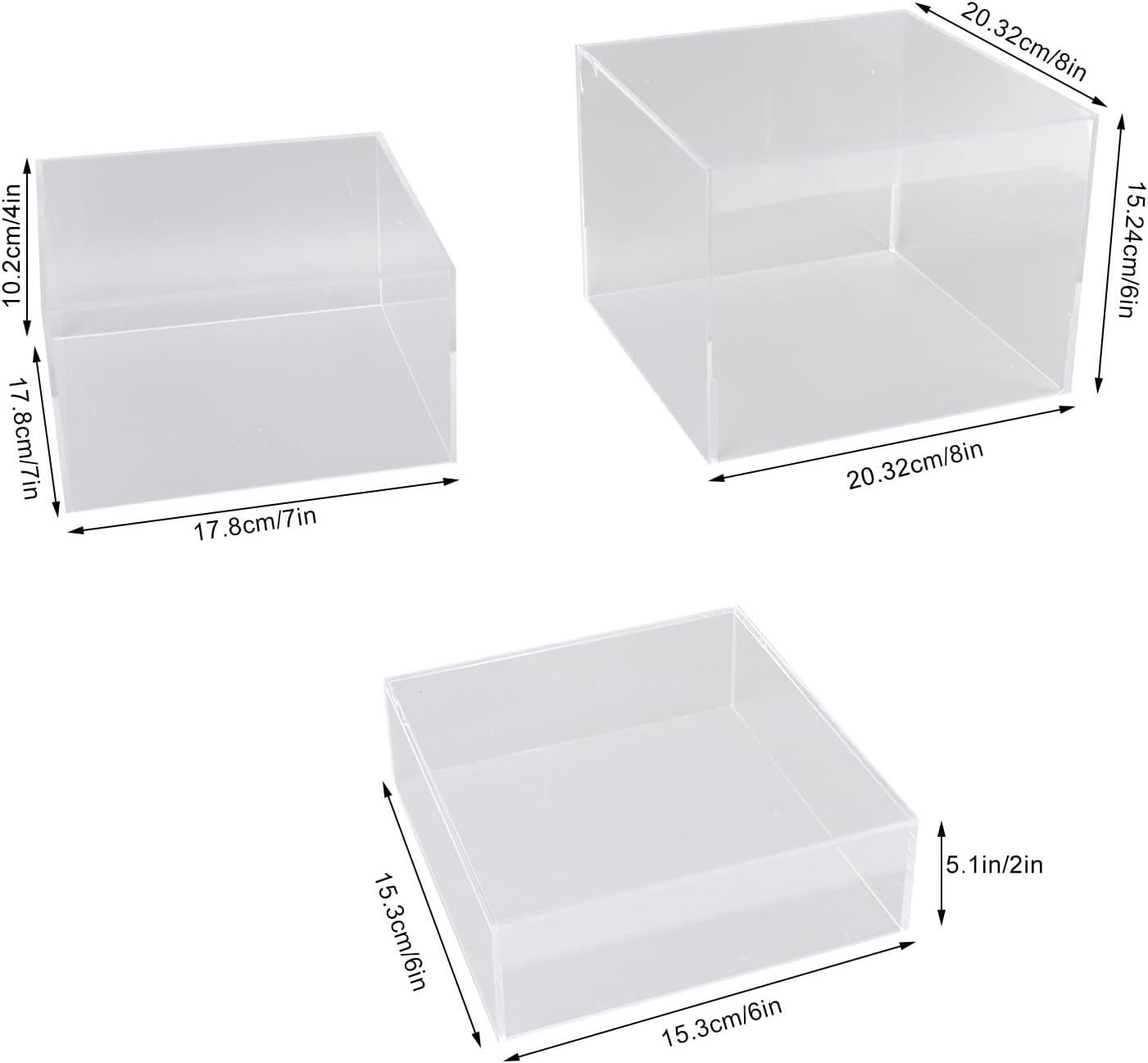 3pcs Clear Acrylic Display Risers Nesting Cubic Stands Acrylic Risers Food Risers Buffet Tables for Dessert Table Buffet Tables Food Transparent (Clear)