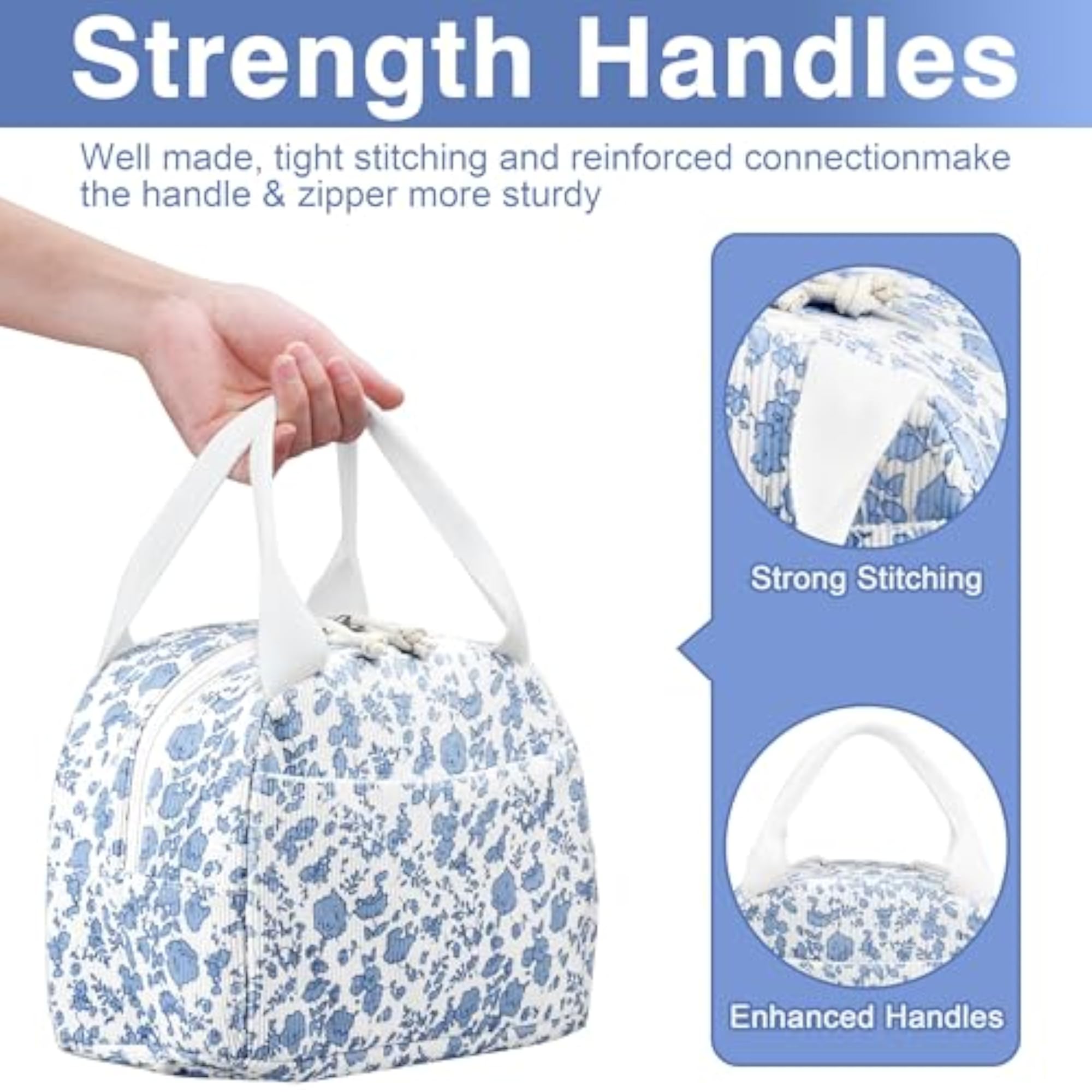 Insulated Reusable Lunch Bag for Women, Large Capacity