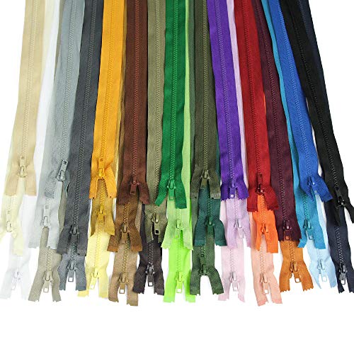 20" Length #5 Open End Zippers with Plastic Teeth, Cream, Bias Bespoke Brand