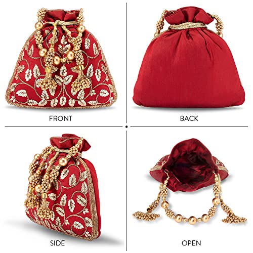 Aheli Indian Potli Bags For Women Evening Bag Clutch Ethnic Bride Purse With Drawstring #TOP3