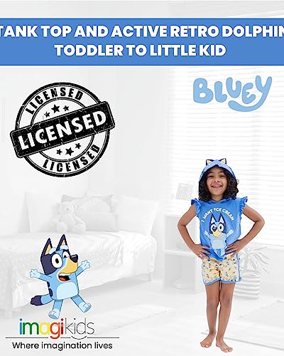 Image of Bluey Bingo Girls Cosplay Tank Top and Active Retro Dolphin French Terry Shorts Toddler to Little Kid