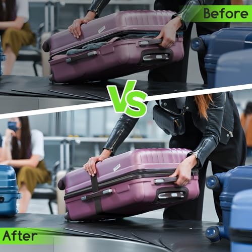 WISYOK Koffergurt 2 Stück, Kofferband Gurt Auffällig, Erweiterte Koffergurte Maximal 250cm, Sicher Kofferbänder, Robuster Koffer Gurtband, Luggage Strap für Reisen und Flugreise (Schwarz)